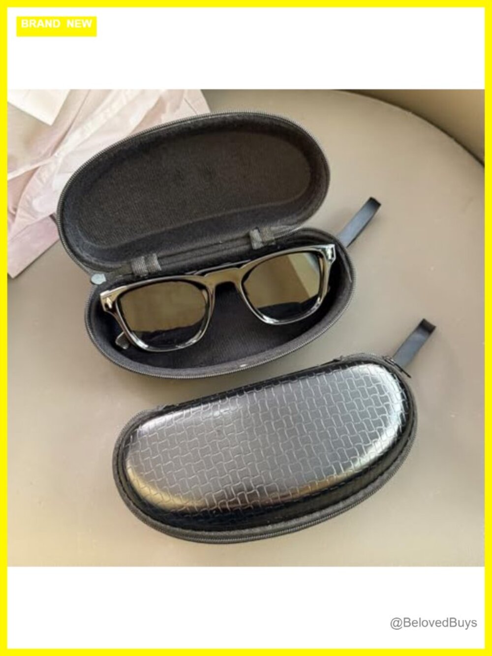Faux Leather Sunglasses Case Hard Travel Eyeglass Box Zipper Protective